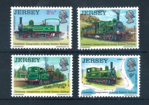 Jersey 1973 Jersey Railway History (1st series) set of stamps. MNH. Sg 93-96