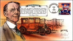 Scott 3182a 32 Cents Ford Model T K Bevil Hand Painted FDC 137 / 175