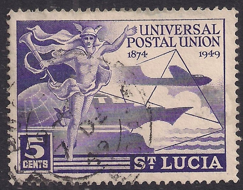 St Lucia KGV1 1949 5ct Postal union UPU used SG 160 ( K1185 ) 