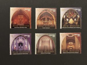 New Zealand: 2002 Christmas, Church Interiors,  MNH set