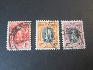 Southern Rhodesia 1931 Sc 17b,21b,22b 11.5 FU