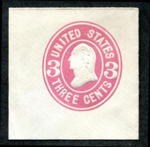 U.S. U58 Cut Square, 3c Pink, Full Corner