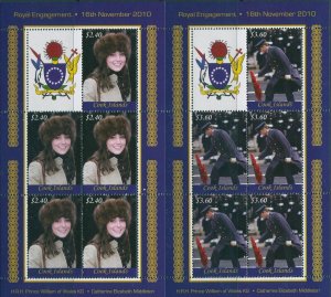 Cook Islands 2011 SG1617-1618 Royal Engagement set of 2 sheetlets MNH