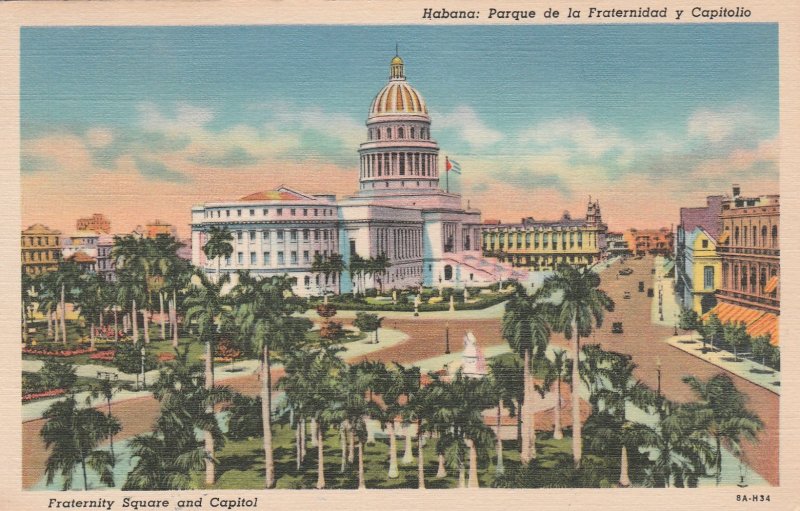 Cuba Postcard Havana Fraternity Park and Capitol Used