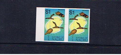 NAURU 1973 $1 DEFINITIVE IMPERFORATE PAIR