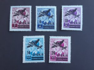 German Occupation SERBIA 1942 ovpt Plane Airmail ** MNH MI 66-70 Full set