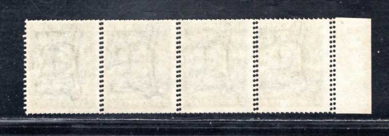 NEWFOUNDLAND  SC# 186 DIE II STRIP/4 DOUBLE PERFS FVF/NH