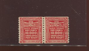 TD60A MAILOMETER COMPANY RARE Vending Test Coil Pair of 2 Stamps  (Bx 4176)