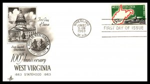 US 1232 West Virgina Statehood Artcraft U/A FDC