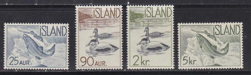 Iceland  # 319-322, Salmon & Ducks, Mint LH, Third Cat