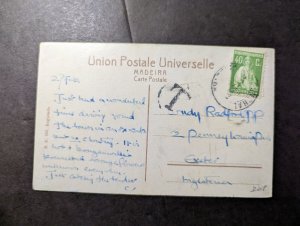 1951 Portugal Postcard Cover Funchal to Exeter England