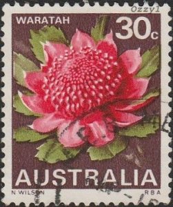 Australia 1968 Sc#439, SG#425 30c Waratah NSW State Flower USED-Fine-VF-LHM.