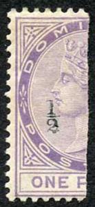 Dominica SG10 1882-83 1/2d in Black on half 1d Bisect (Type 2) M/M