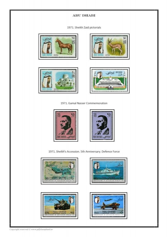 Abu Dhabi 1964-1972 PDF (DIGITAL)  STAMP ALBUM PAGES