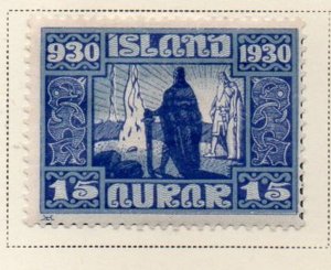 Iceland Sc 156 1930 15 aur Naming Land stamp mint