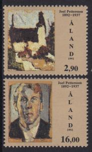 Aland islands   #69-70  MNH  1992   Pettersson   paintings
