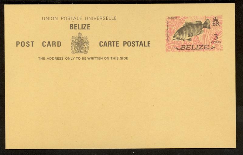 BELIZE 1974 3c GROUPER Fish Marine Life Postal Card Unused