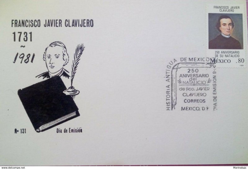 J) 1981 México, de 250 años del nacimiento de Francisco Javier Clavijero, Postal 