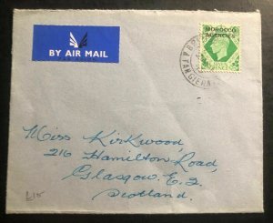 1946 Tangier Morocco British Agencies Airmail Cover to Glasgow Scotland