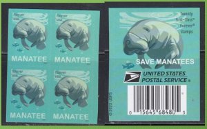 United States 2024 Manatee (Trichechus sp) (Block of 4) with Barcode MNH