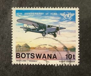 Botswana 1984  Scott 350 used - 10t,  ICAO 40th Anniv, Westland Wessex Trimotor