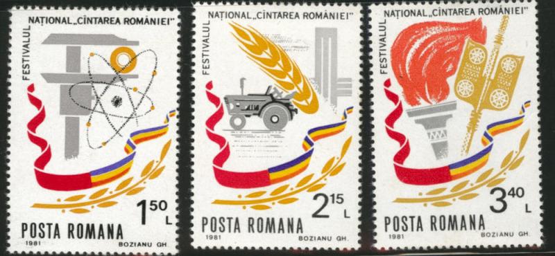 ROMANIA Scott 3012-14 MNH** Festival short set 1981