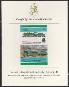 St VINCENT - BEQUIA 1984 LOCOMOTIVES   imperf on FORMAT INT PROOF CARD