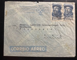 1944 Lisbon Portugal Airmail Commercial Cover To Milwaukee WI USA