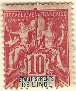 French India SC #6 F-VF Mint OG hr.....Exotic area of French Colonies!