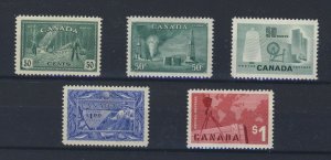 5x Canada Stamps 3x 50c #272 #244 #324 2x $1.00 #302 #411Guide Value = $116.00