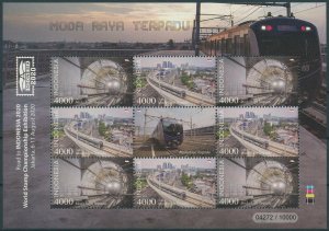 Indonesia 2020 MNH Railways Stamps MRT Trains Jakarta Stamp Exhibition 9v M/S