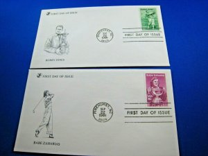 UNITED STATES  -  SCOTT #1932-1933 -  1981 GOLF FDCs