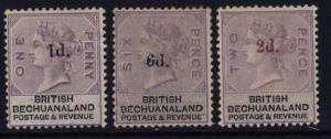 British Bechuanaland 23, 24 & 25 mh/mhh w/orb wm & value overprints - Victoria