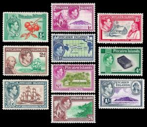 Pitcairn Islands 1940 Sc 1-8, 5a & 6a first definitives MH