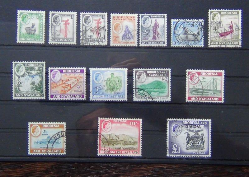 Rhodesia & Nyasaland 1959 set to £1 (ex 5s) Fine Used