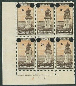 NEW ZEALAND 1967 Govt Life 3c on 4d Lighthouse plate block MNH ............43611