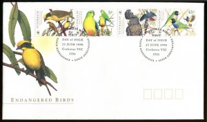 AUSTRALIA - SC#1676a,1678a Endangered Birds (1998) FDC