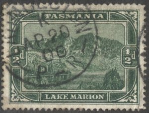 TASMANIA  Australia 1899 Sc 86, Used VF 1/2d Lake Marion, Launceston cancel