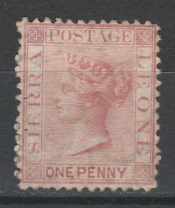 SIERRA LEONE 1872 QV 1D WMK CROWN CC SIDEWAYS PERF 12.5