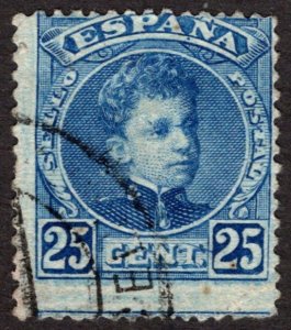 1901, Spain 25c, King Alfonso XIII, Used,  Sc 279