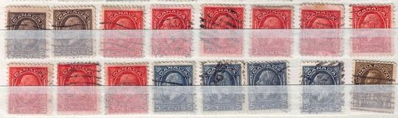 Canada Lot Of 80 KGV Used SC 104-119,195-199 DUPLICATES On a Stock Page.