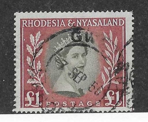 Rhodesia & Nyasaland Sc #155   top pound value used VF