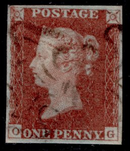 GB QV SG8, 1d red-brown PLATE 39, USED. Cat £100. BLACK MX. ON PIECE OG