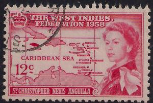 St Christopher Nevis Anguilla 1958 QE2 12 ct Federation SG 122 ( G1045 )