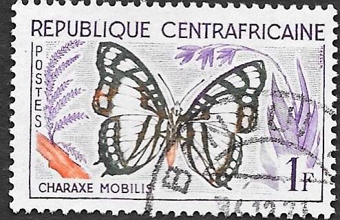 Central African Republic Scott #5 1fr Butterfly (1964) CTO NH