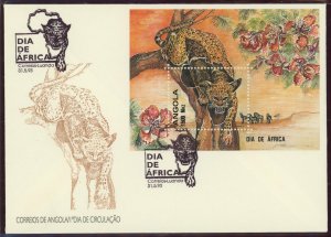 Angola 876 Leopard Africa FDC First Day Felines Cats Topical 1993 Souvenir Sheet