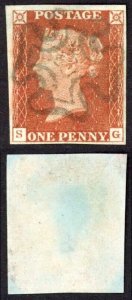 1841 Penny Red (SG) Plate 31 Small thin top left Four margins Cat 60 pounds