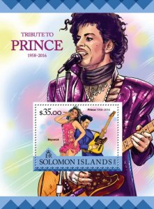 SOLOMON IS. - 2016 - Tribute to Prince - Perf Souv Sheet - Mint Never Hinged