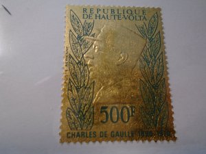 Burkina faso  #  C96  MNH   De Gaulle   Embossed in gold