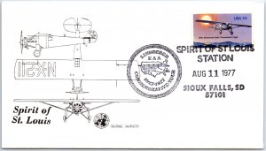 US SPECIAL EVENT COVER PICTORIAL CANCEL SPIRIT OF ST LOUIS LINDBERGH SIOUX FALLS